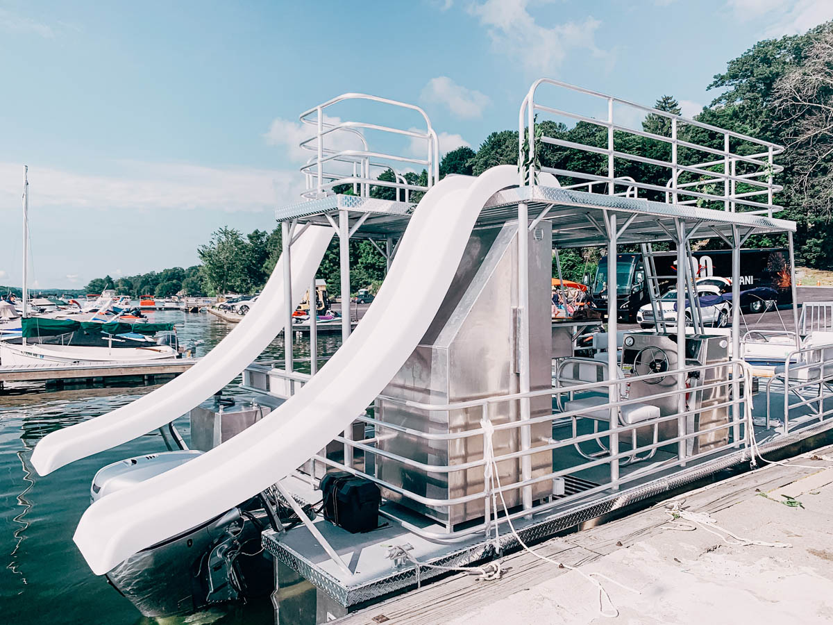 25 Double Decker Pontoon Boat with 2 Slides up to 12 People 2024